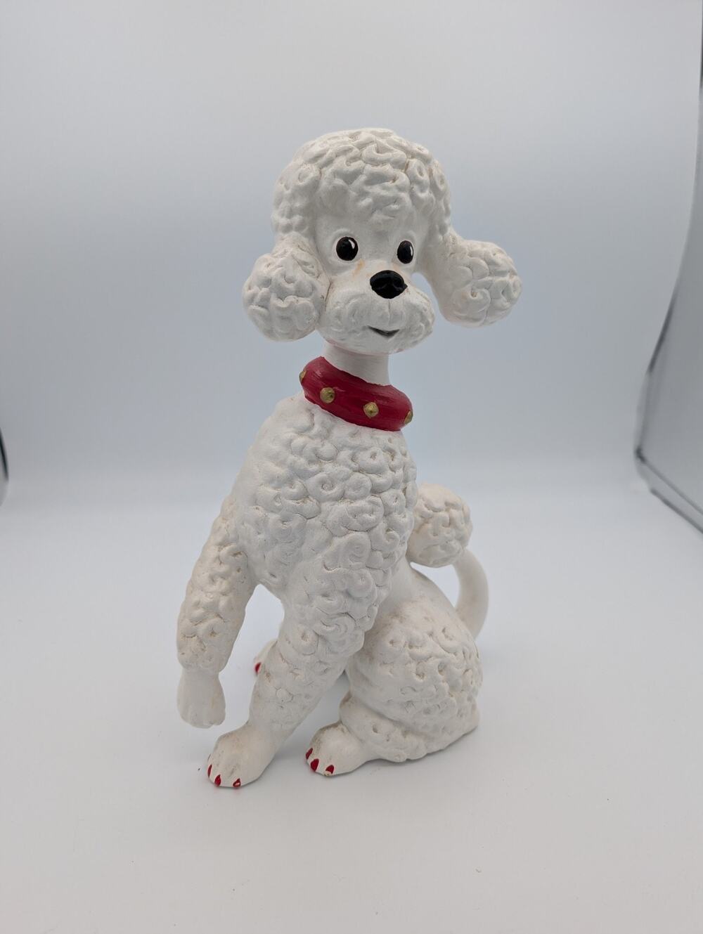 Vintage art Mid Century Hollywood Regency Ceramic French Poodle Retro BIG 10.5”